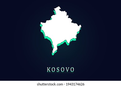 Mapa de Kosovo - Plantilla del vector del mapa mundial con gradiente de color verde y blanco aislado en el fondo oscuro - Ilustración del vector 10