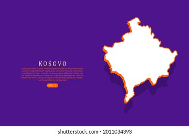 Kosovo map - World map vector template with isometric style including shadow, white and orange color on purple background - Vector illustration eps 10