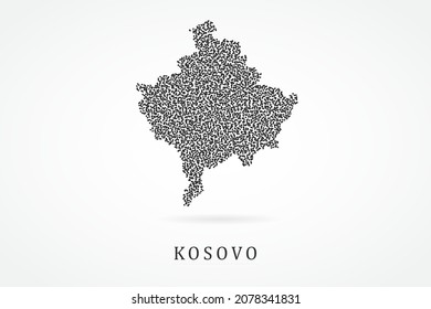 Mapa de Kosovo - Plantilla de vector de mapas mundiales con cuadrícula negra sobre fondo blanco para educación, infografía, diseño, sitio web, banner - Ilustración vectorial 10