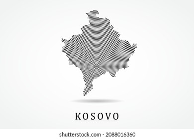 Kosovo Map - World map vector template with Black dots, grid, grunge, halftone style isolated on white background for education, infographic, design - Vector illustration eps 10