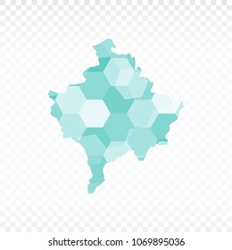 Kosovo map-Polygonal map is made of colorful hexagons using the gradient method. On a plain background. Vector illustration eps 10.