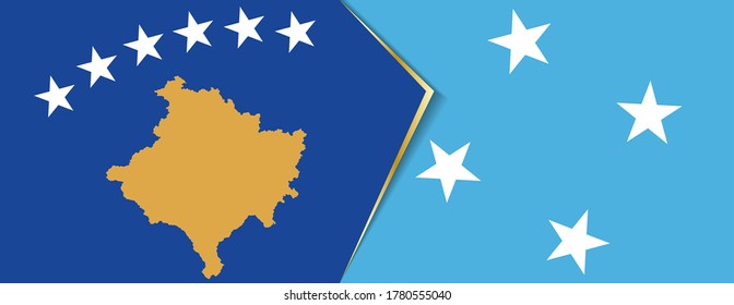 Banderas de Kosovo y Micronesia, dos banderas vectoriales símbolo de relación o enfrentamiento.