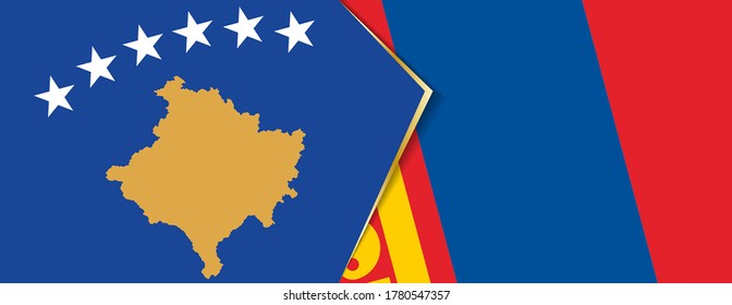 Kosovo and Mongolia flags, two vector flags symbol of relationship or confrontation.