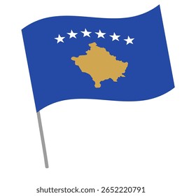 Bandeira nacional do Kosovo vibra com mastro