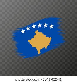 Drapeau national du Kosovo. Barrage de brosse grunge. Illustration vectorielle sur fond transparent.