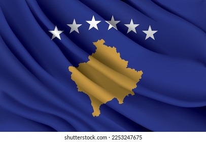 kosovo national flag waving realistic vector illustration