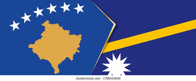 Banderas de Kosovo y Nauru, dos banderas vectoriales símbolo de relación o enfrentamiento.