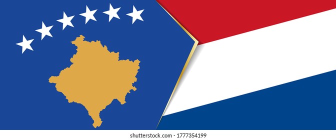 Kosovo and Netherlands flags, two vector flags symbol of relationship or confrontation.