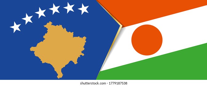 Banderas de Kosovo y Níger, dos banderas vectoriales símbolo de relación o enfrentamiento.