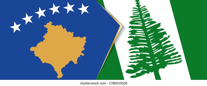 Kosovo and Norfolk Island flags, two vector flags symbol of relationship or confrontation.