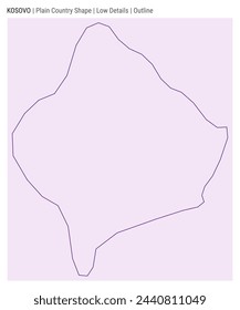 Kosovo plain country map. Low Details. Outline style. Shape of Kosovo. Vector illustration.