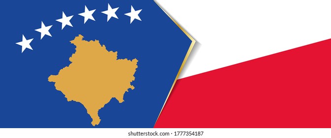 Banderas de Kosovo y Polonia, dos banderas vectoriales símbolo de relación o enfrentamiento.