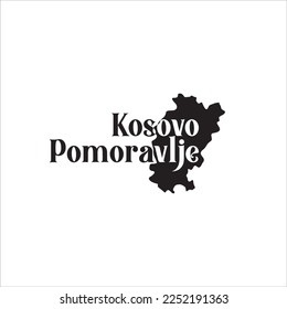 Kosovo Pomoravlje map and black lettering design on white background