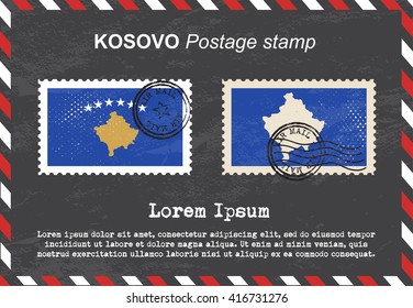 Kosovo postage stamp, postage stamp, vintage stamp, air mail envelope.