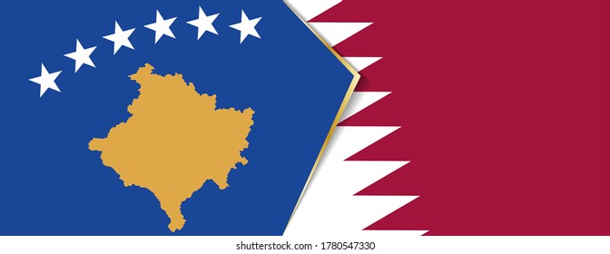 Kosovo and Qatar flags, two vector flags symbol of relationship or confrontation.