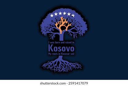 Kosovo roots and symbolism: a tree with the Kosovo flag, embodying national pride and love for nature	