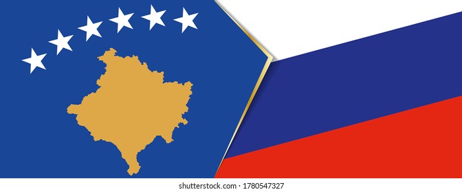 Banderas de Kosovo y Rusia, dos banderas vectoriales símbolo de relación o enfrentamiento.