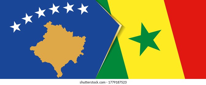 Kosovo and Senegal flags, two vector flags symbol of relationship or confrontation.