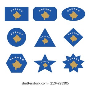 kosovo set of flags with geometric shapes