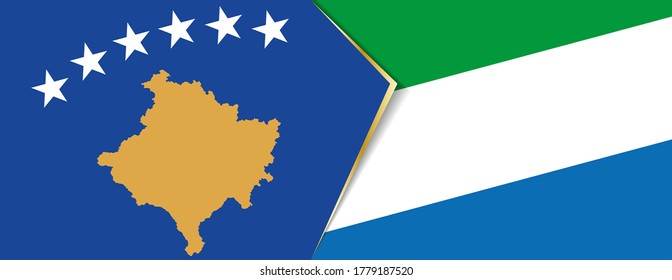 Kosovo and Sierra Leone flags, two vector flags symbol of relationship or confrontation.