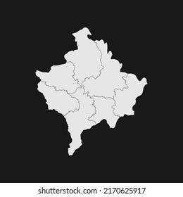 kosovo soft white map with black detail and background