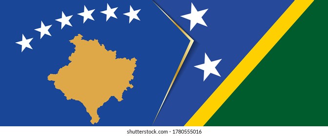 Kosovo and Solomon Islands flags, two vector flags symbol of relationship or confrontation.