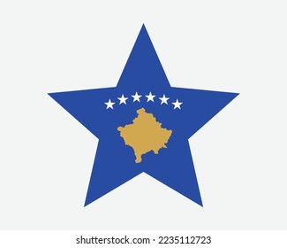 Kosovo Star Flag. Kosovar Kosovan Star Shape Flag. Republic of Kosovo Country National Banner Icon Symbol Vector Flat Artwork Graphic Illustration