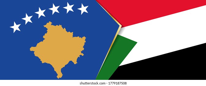 Kosovo and Sudan flags, two vector flags symbol of relationship or confrontation.
