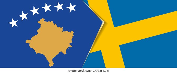 Kosovo and Sweden flags, two vector flags symbol of relationship or confrontation.