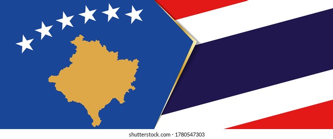 Kosovo and Thailand flags, two vector flags symbol of relationship or confrontation.