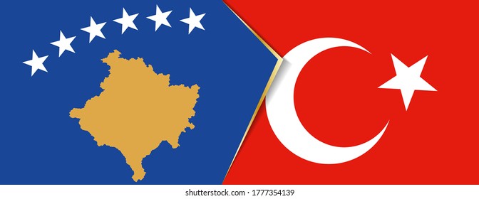 Kosovo and Turkey flags, two vector flags symbol of relationship or confrontation.