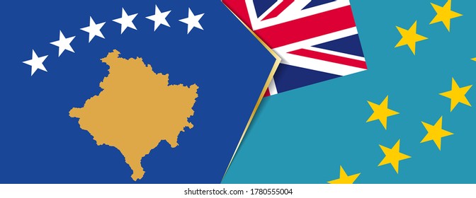 Banderas de Kosovo y Tuvalu, dos banderas vectoriales símbolo de relación o enfrentamiento.