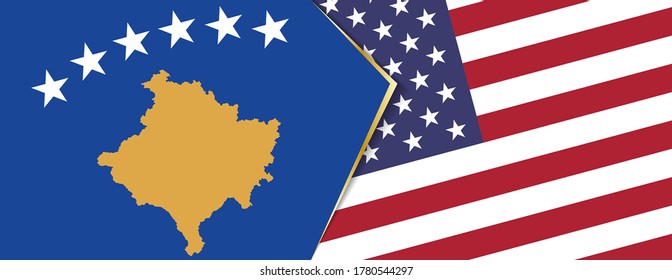 Banderas de Kosovo y Estados Unidos, dos banderas vectoriales símbolo de relación o enfrentamiento.