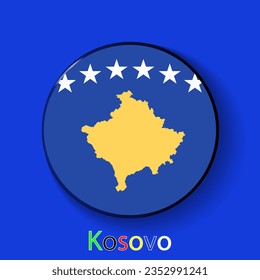 Kosovo vector flag. Football europe 2024 tournament championship. Round badges of the country in the actual championship colors.