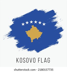 Kosovo Vector Flag. Kosovo Flag for Independence Day. Grunge Kosovo Flag. Kosovo Flag with Grunge Texture, Artistic Brush Stroke Texture