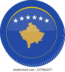 Kosovo, handgezeichnet, Vektorflagge, EUR