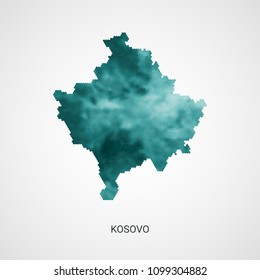 Kosovo vector map - blue geometric gradient graphic background from hexagon dots.