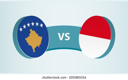 Kosovo versus Indonesia, team sports competition concept. Round flag of countries.