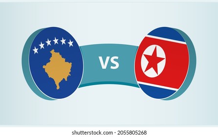 Kosovo versus North Korea, team sports competition concept. Round flag of countries.