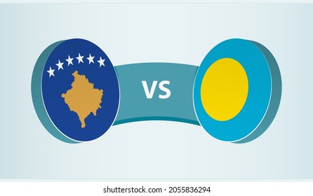 Kosovo versus Palau, team sports competition concept. Round flag of countries.