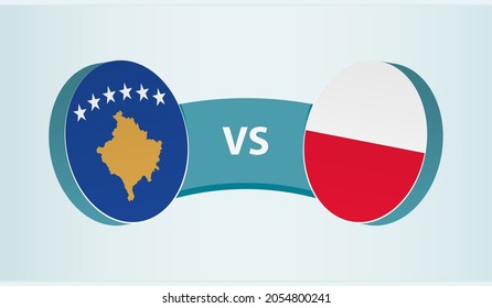 Kosovo versus Poland, team sports competition concept. Round flag of countries.