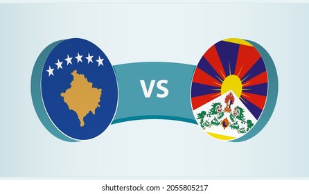 Kosovo versus Tibet, team sports competition concept. Round flag of countries.