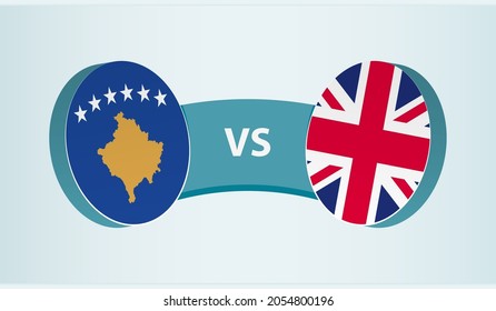 Kosovo versus United Kingdom, team sports competition concept. Round flag of countries.