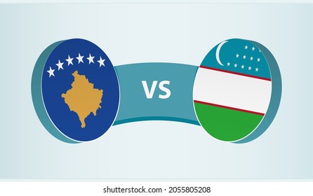 Kosovo versus Uzbekistan, team sports competition concept. Round flag of countries.