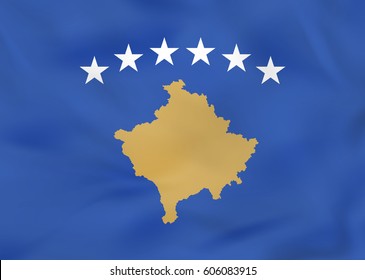Kosovo waving flag. Kosovo national flag background texture. Vector illustration.
