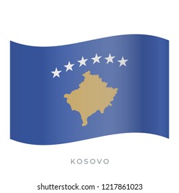 Kosovo waving flag vector icon. National symbol of Kosovo. Vector illustration isolated on white.