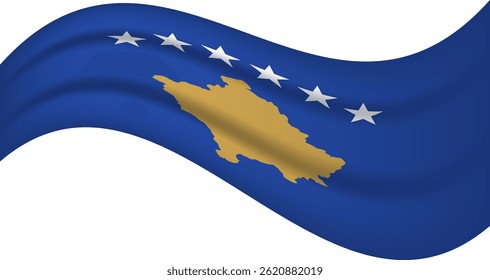 Bandera ondulada de Kosovo, ondeando la Ilustración vectorial de la bandera