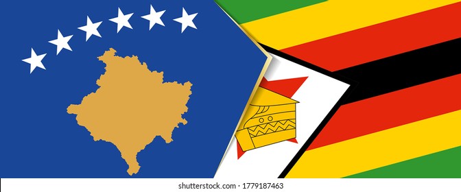 Kosovo and Zimbabwe flags, two vector flags symbol of relationship or confrontation.