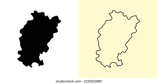 Kosovo-Pomoravlje map, Serbia, Europe. Filled and outline map designs. Vector illustration