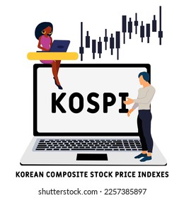 kospi - corea de índices compuestos de precios de las acciones de acrónimo. fondo de concepto de negocio.  concepto de ilustración vectorial con palabras clave e iconos. ilustración con iconos para banner web, volante, landi